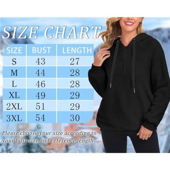 Hoodies for Women Fuzzy Oversized Sweatshirt Zip Up Fleece Pullover FluffySherpa - Picture 6 of 6